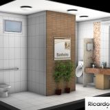 Banheiro masculino, Restaurante Battagini, Lorena, SP